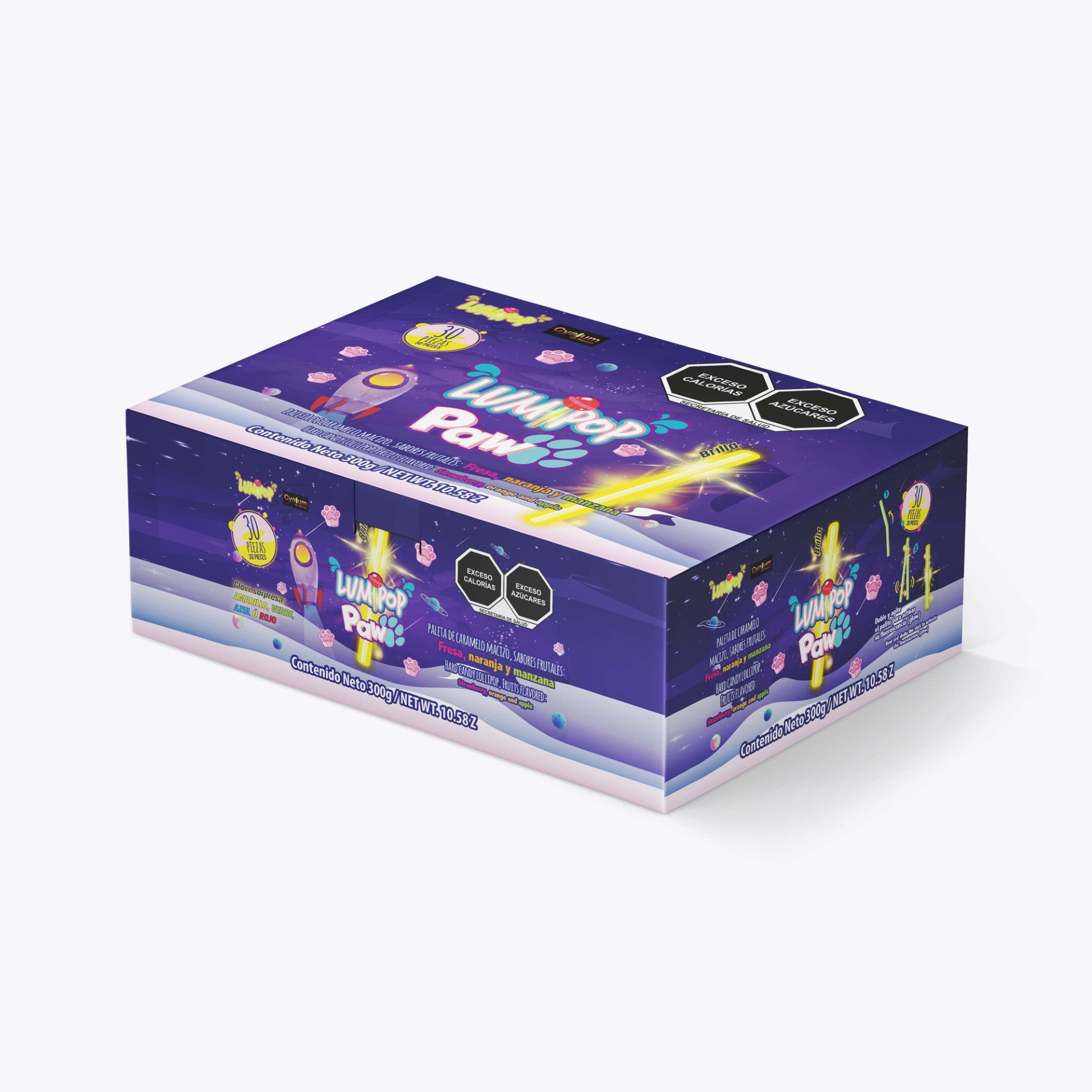 Paletas Fluorescentes LumiPop – Display con 30 Pzas